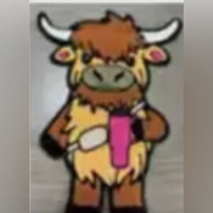 $$ GIANT cow holding Stanley cup Iron on patch 10 inch limited quantity